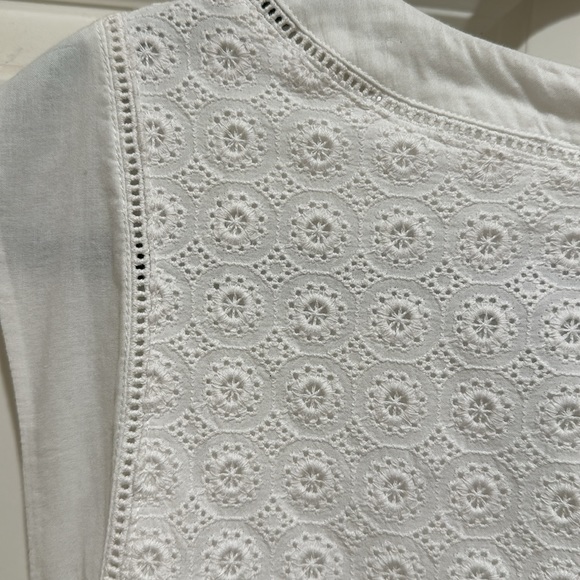 CAbi Women’s Size 8 Dress Lizzie White Eyelet Cotton Midi Detailed collar - Picture 11 of 14